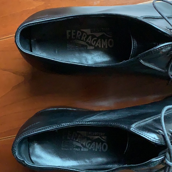Salvatore Ferragamo Men’s Black Leather Oxford Size 12 - Picture 2 of 10